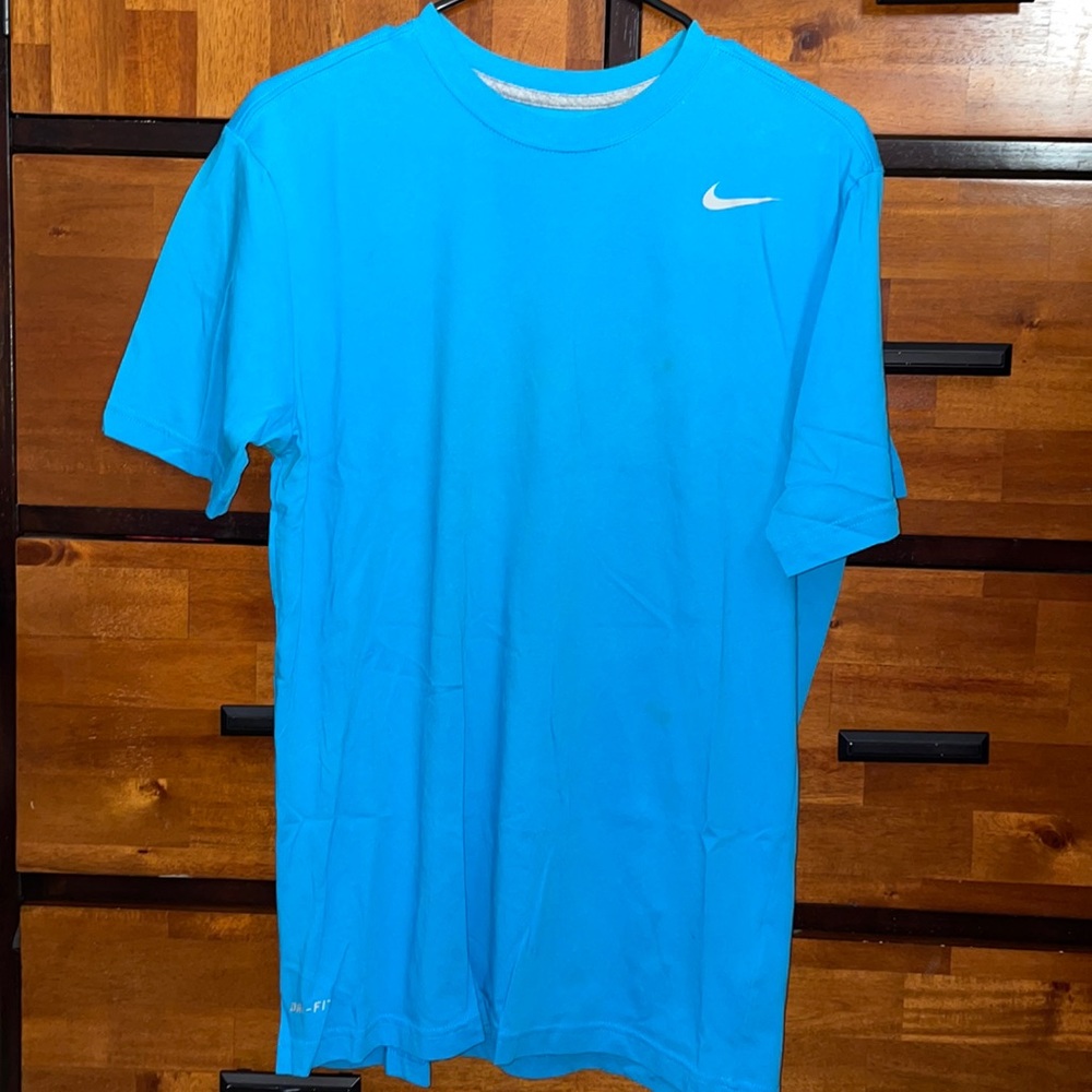 Nike light blue short sleeve dri fit shirt